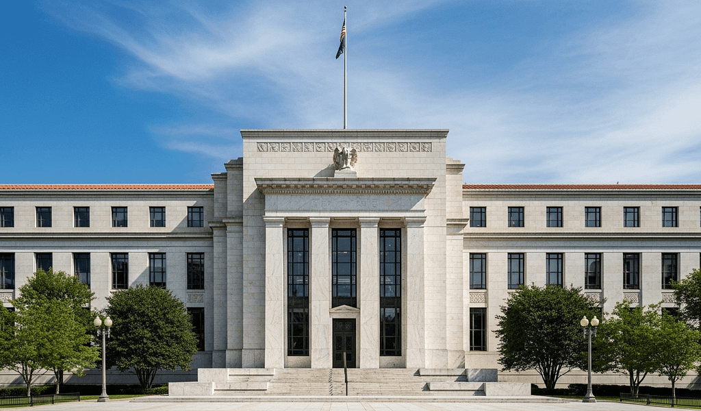 Fed. Federal Reserve building in Washington where Trump nominated Stephen Miran as Fed governor for interest rate cuts