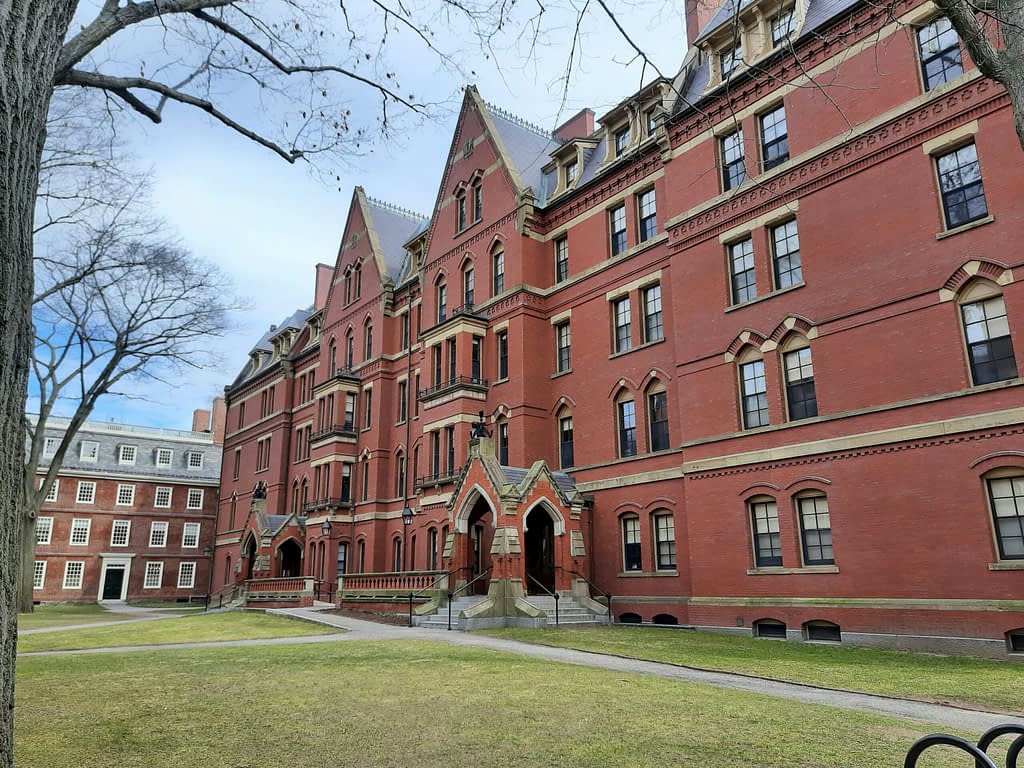 Historic building on the Harvard University campus in Cambridge, Massachusetts – prestigious institution also known for its investment fund.